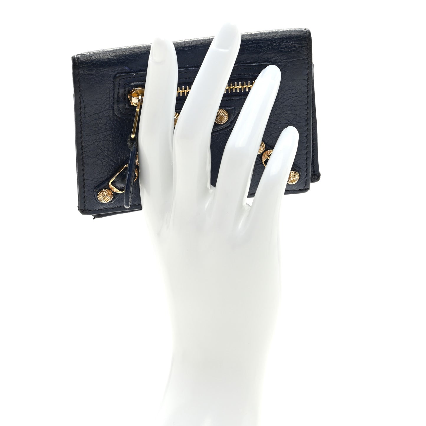 Agneau Giant 12 Gold Hardware Card Case Bleu Obscur