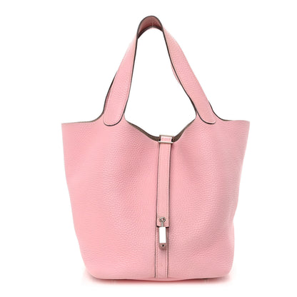 Hermes Taurillon Clemence Picotin Lock 22 MM Rose Sakura 1 of 10