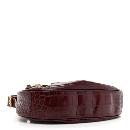 Balenciaga Extra Supple Calfskin Crocodile Embossed Le Cagole Shoulder Bag XS Dark Red 4 of 9