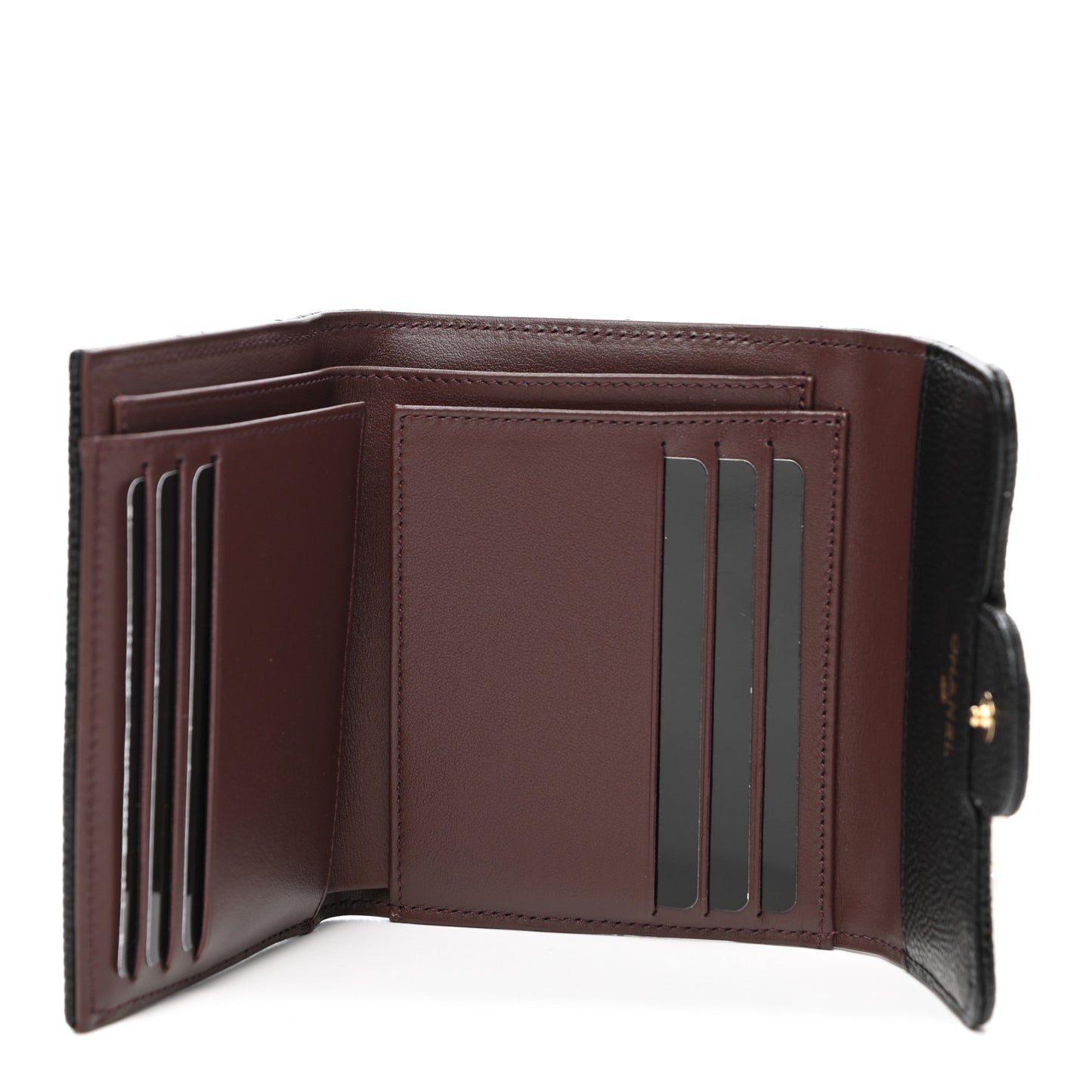 Caviar Quilted Compact Flap Wallet Black