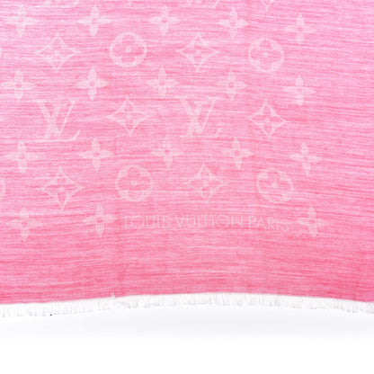 Louis Vuitton Wool Cotton Silk Monogram Stole Pink 2 of 5