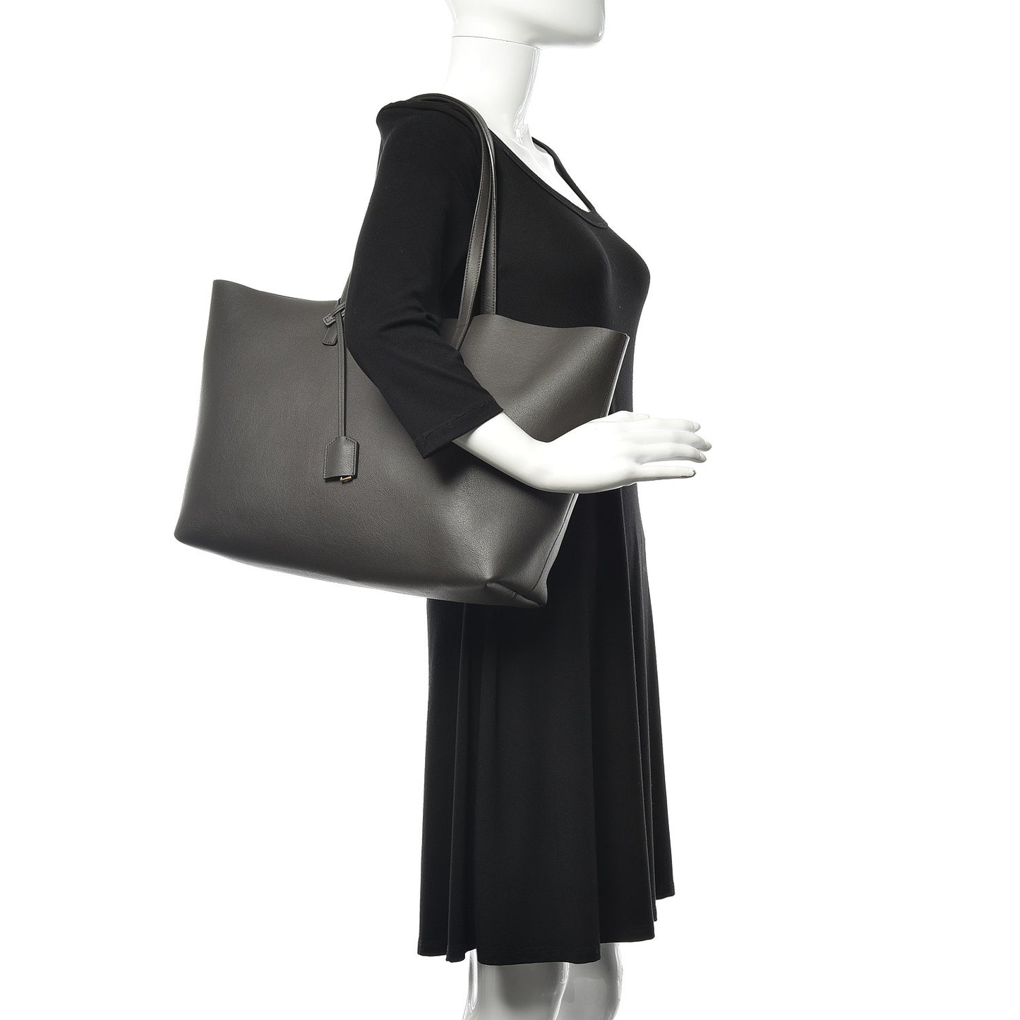 Calfskin Large Shopping Tote Asphalt