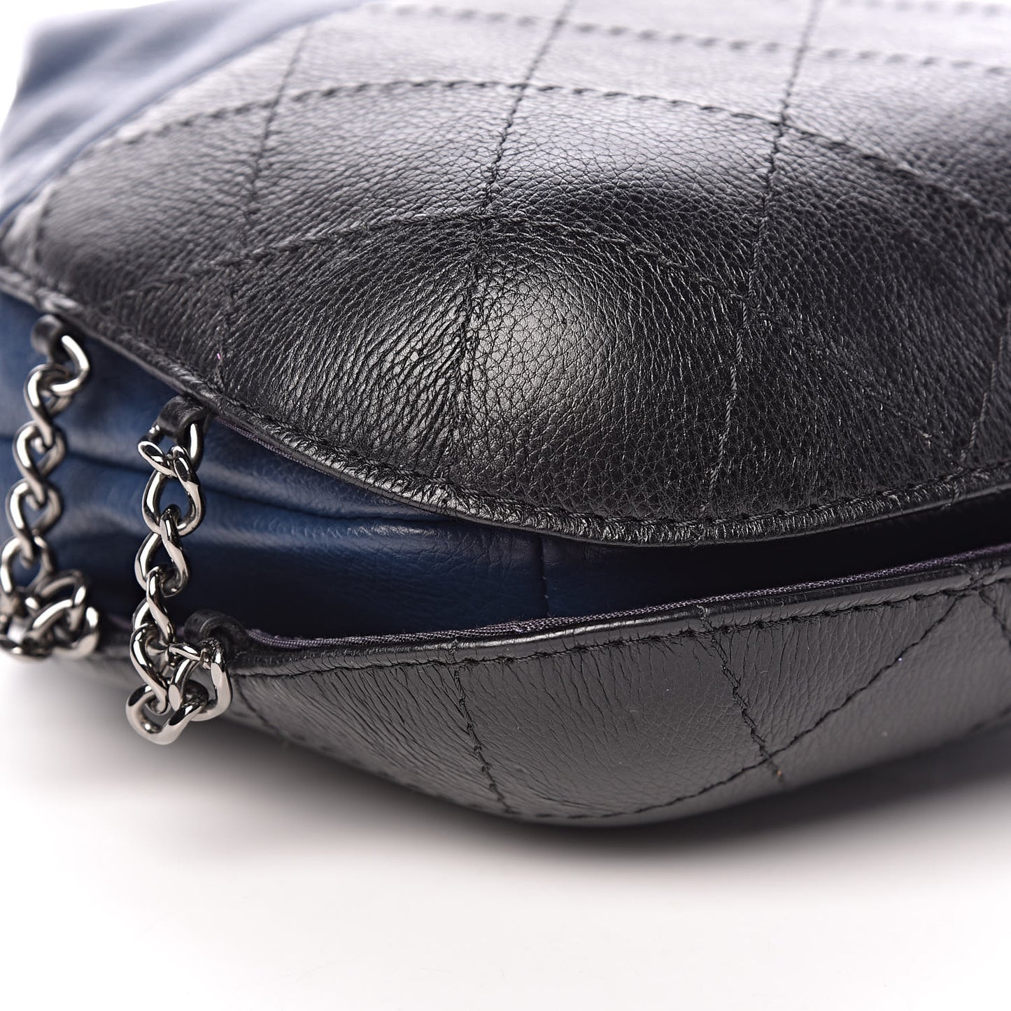 Calfskin Quilted Small Gabrielle Bucket Navy Blue Black