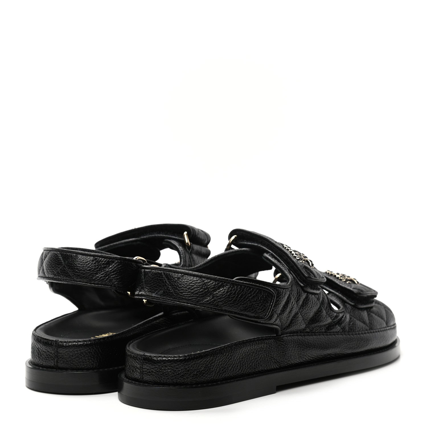 Chanel Grained Calfskin Velcro Dad Sandals 36 Black 4 of 8