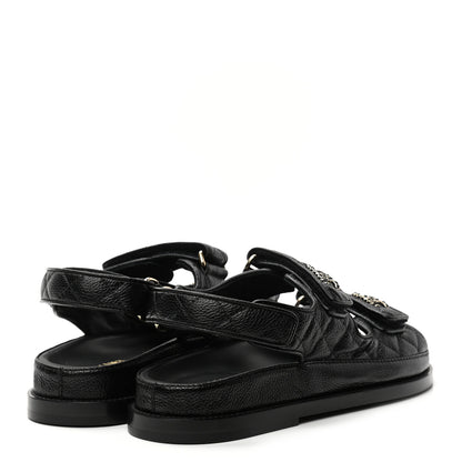 Chanel Grained Calfskin Velcro Dad Sandals 36 Black 4 of 8