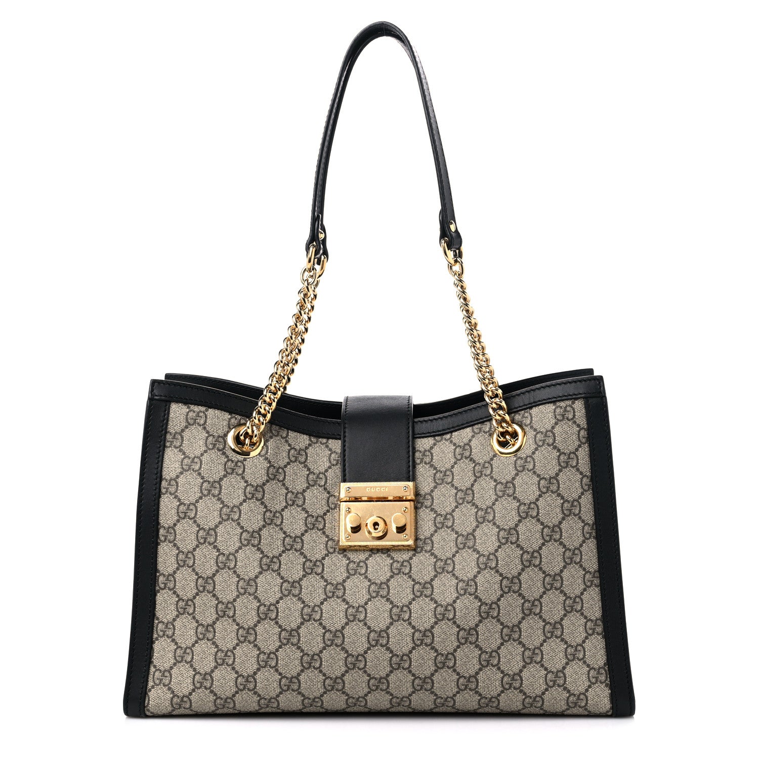 Gucci GG Supreme Monogram Medium Padlock Tote Black 1 of 12
