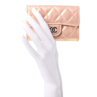 Chanel Iridescent Calfskin Quilted Flap Card Holder Wallet Pink 2 of 7