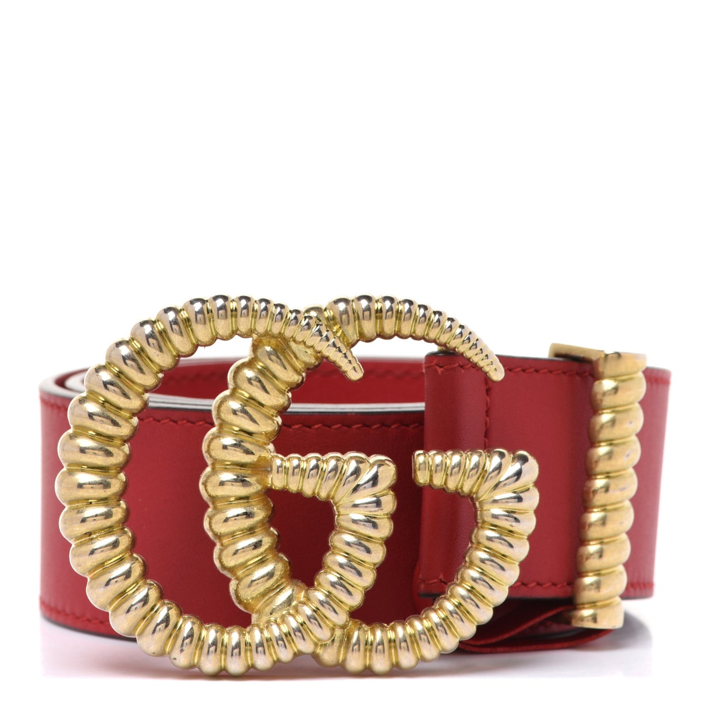 Moon Calfskin Torchon Double G 40mm Belt 80 32 Hibiscus Red