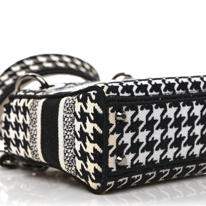 Christian Dior Canvas Houndstooth Embroidered Mini Lady D-Lite Black White 7 of 9