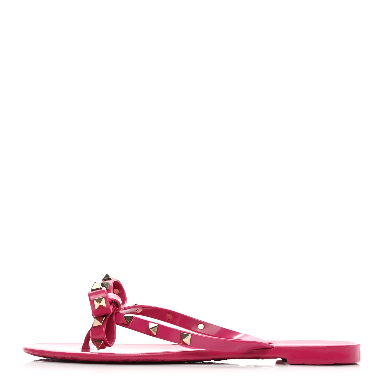 Valentino Garavani PVC Jelly Rockstud Bow Thong Sandals 38 Deep Cyclamin 1 of 7