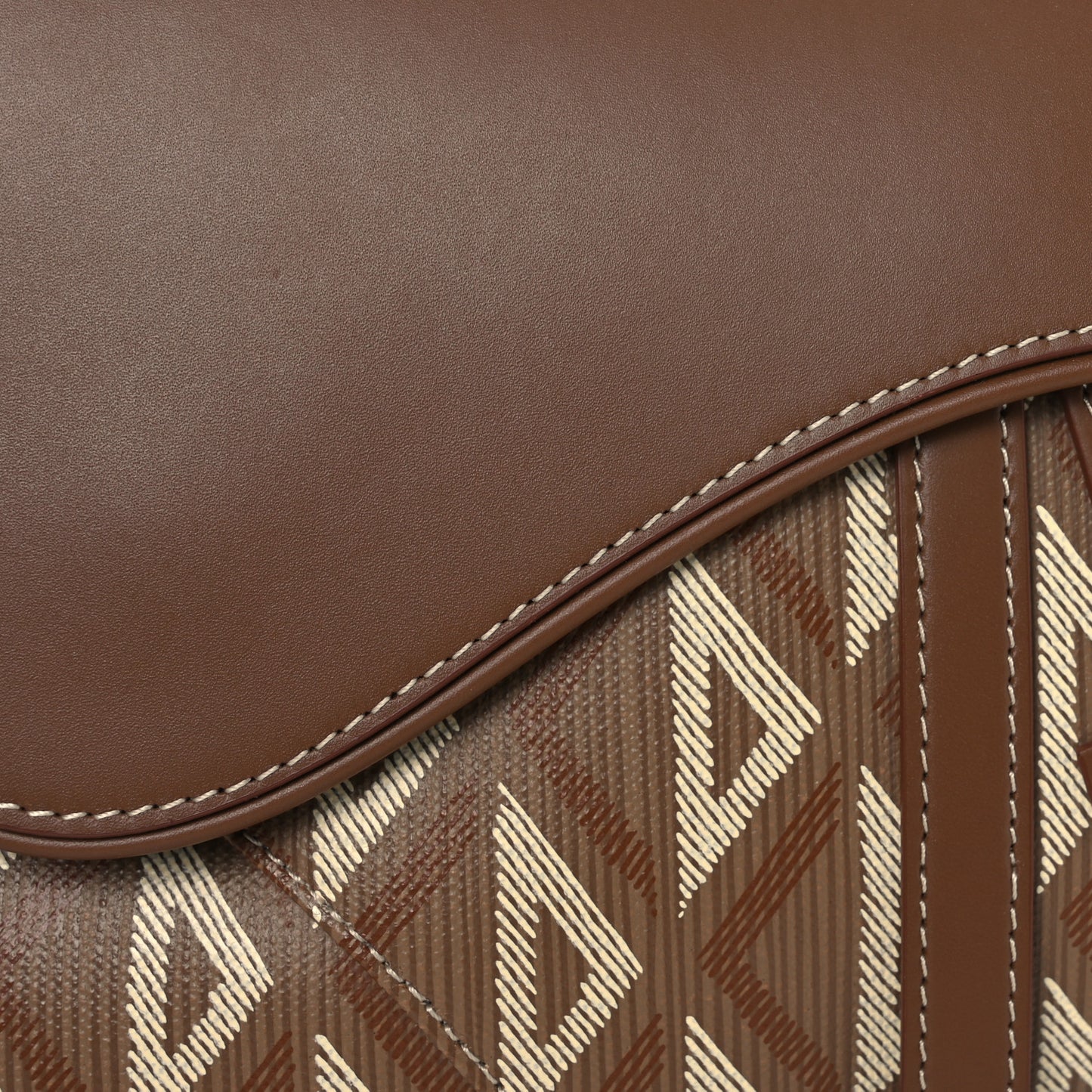 Coated Canvas CD Diamond Printed Mens Saddle Bag Coffee