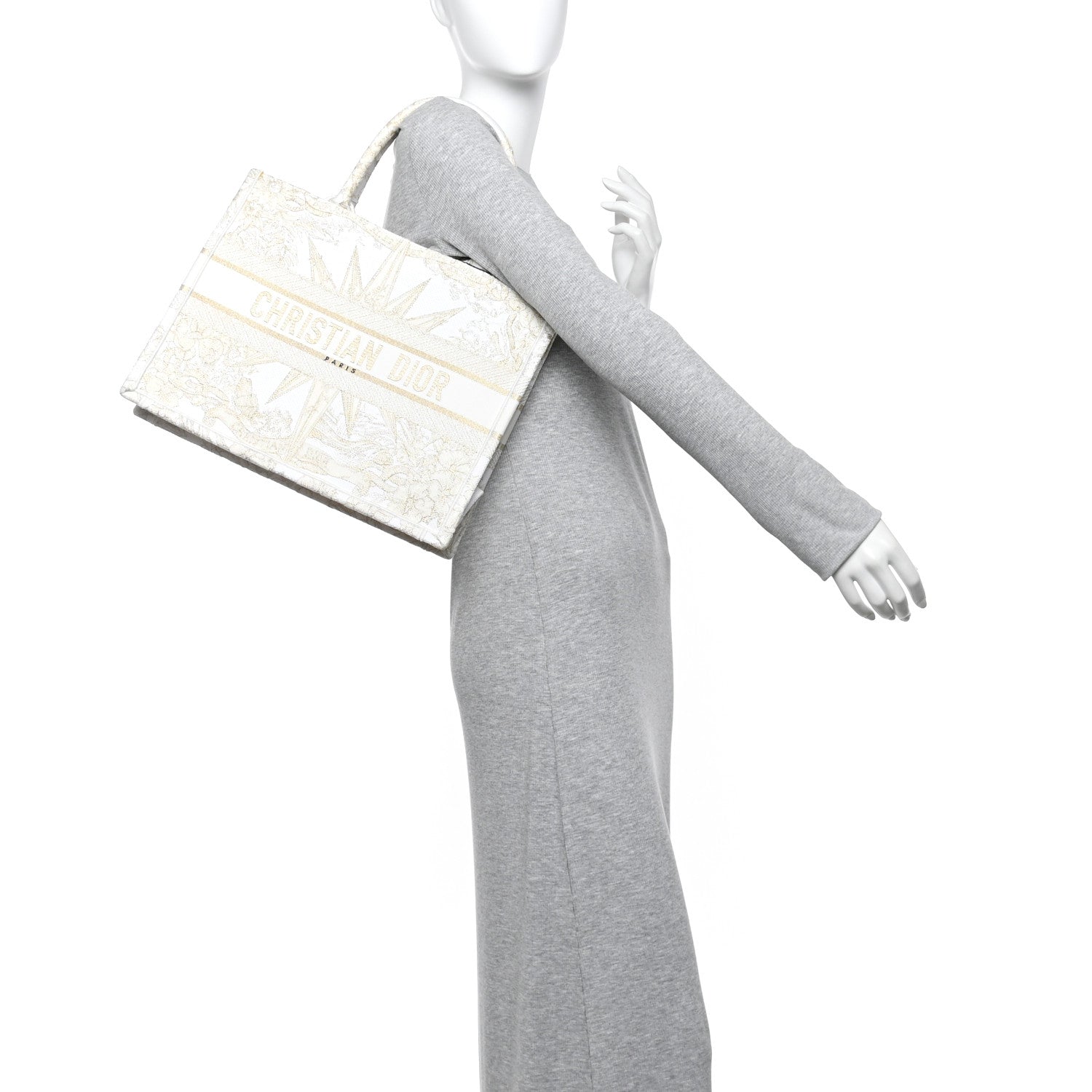 Christian Dior Canvas Embroidered Medium Reve d'Infini Book Tote Gold 2 of 11