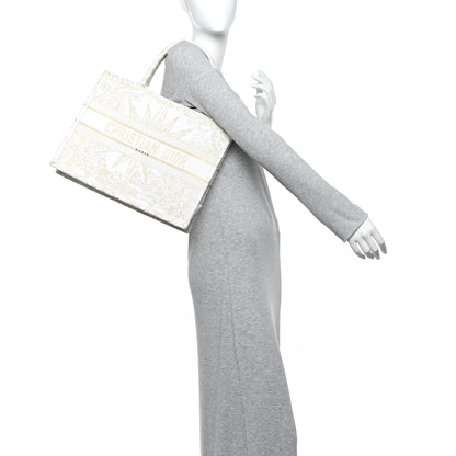 Christian Dior Canvas Embroidered Medium Reve d'Infini Book Tote Gold 2 of 11