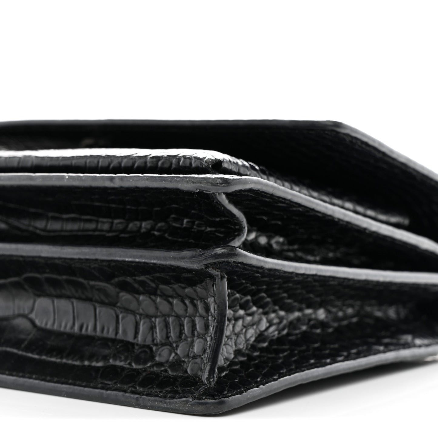 Calfskin Crocodile Embossed Medium Monogram Sunset Black
