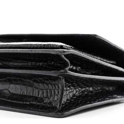 Saint Laurent Calfskin Crocodile Embossed Medium Monogram Sunset Black 11 of 11