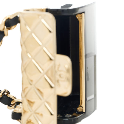 Chanel Metal Resin Lambskin Quilted Minaudiere Keychain Golden Black 3 of 5