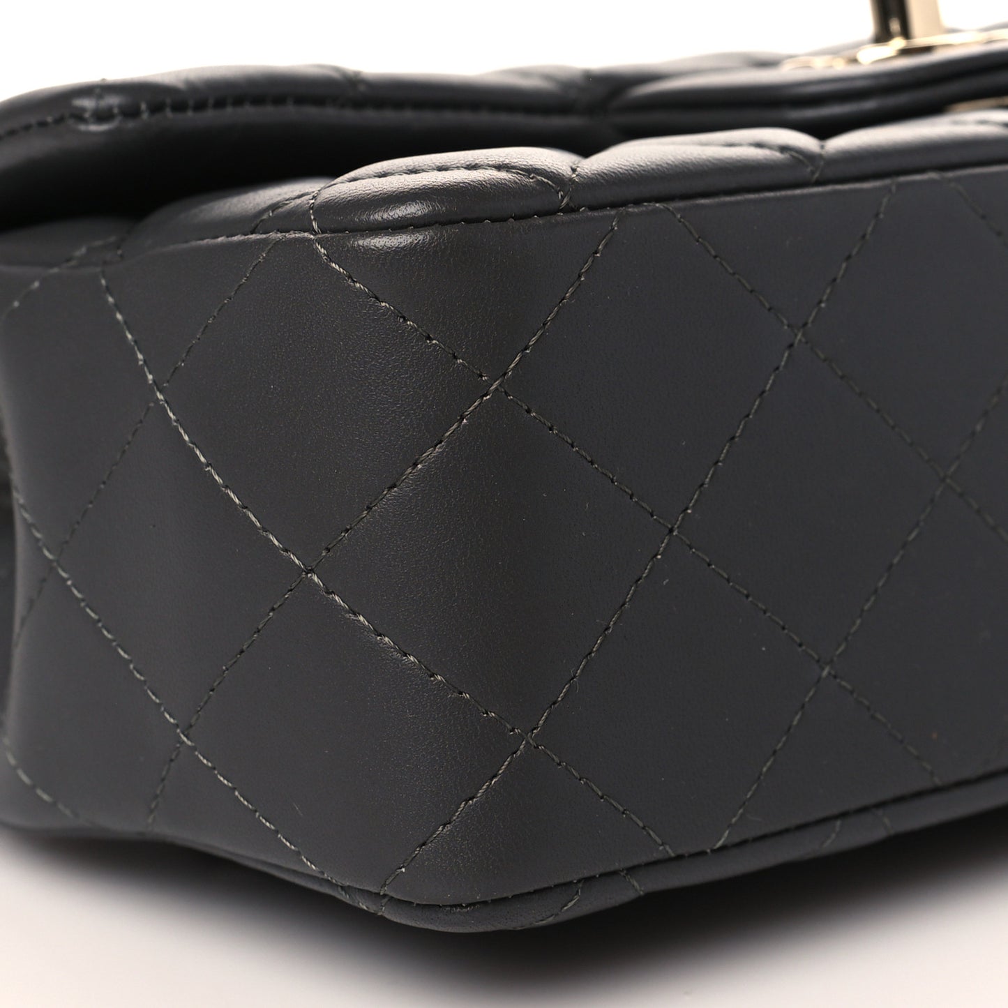 Lambskin Quilted Mini Rectangular Flap Dark Grey