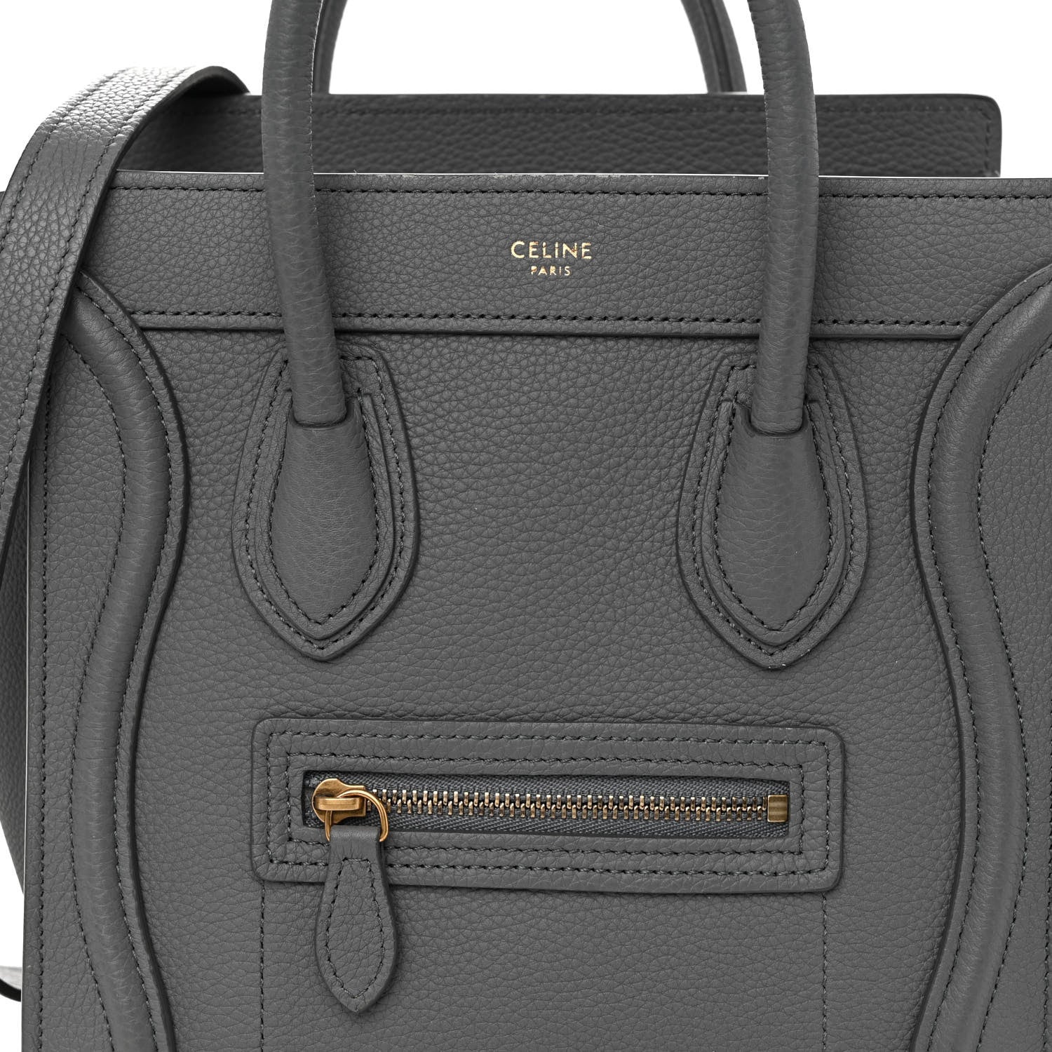 Celine Baby Drummed Calfskin Nano Luggage Kohl 9 of 11