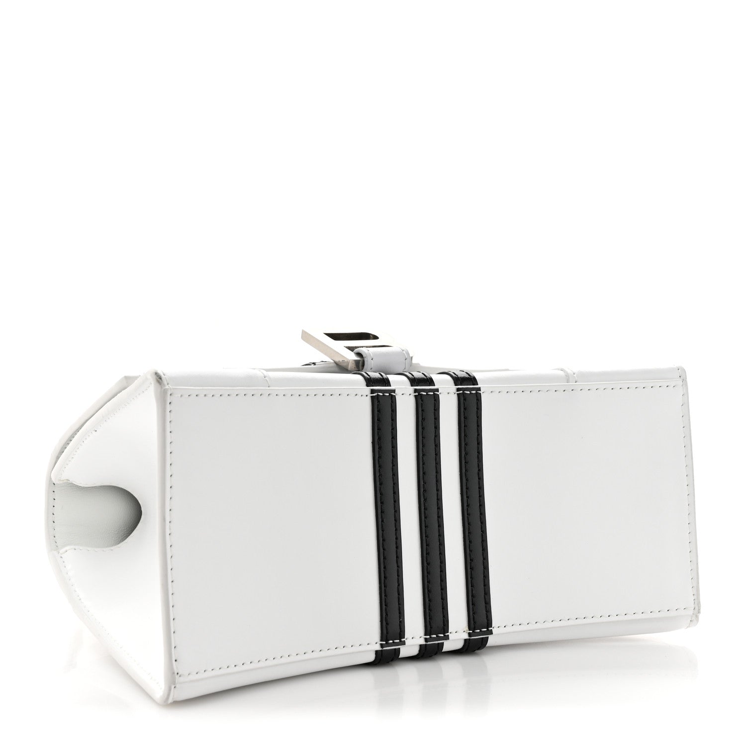 Balenciaga X ADIDAS Shiny Box Calfskin Small Hourglass Top Handle Bag Off White Black 4 of 15