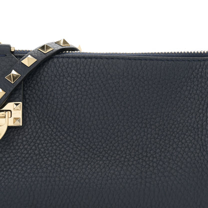 Valentino Garavani Pebbled Calfskin Small Rockstud Flip Lock Shoulder Bag Marine 7 of 10