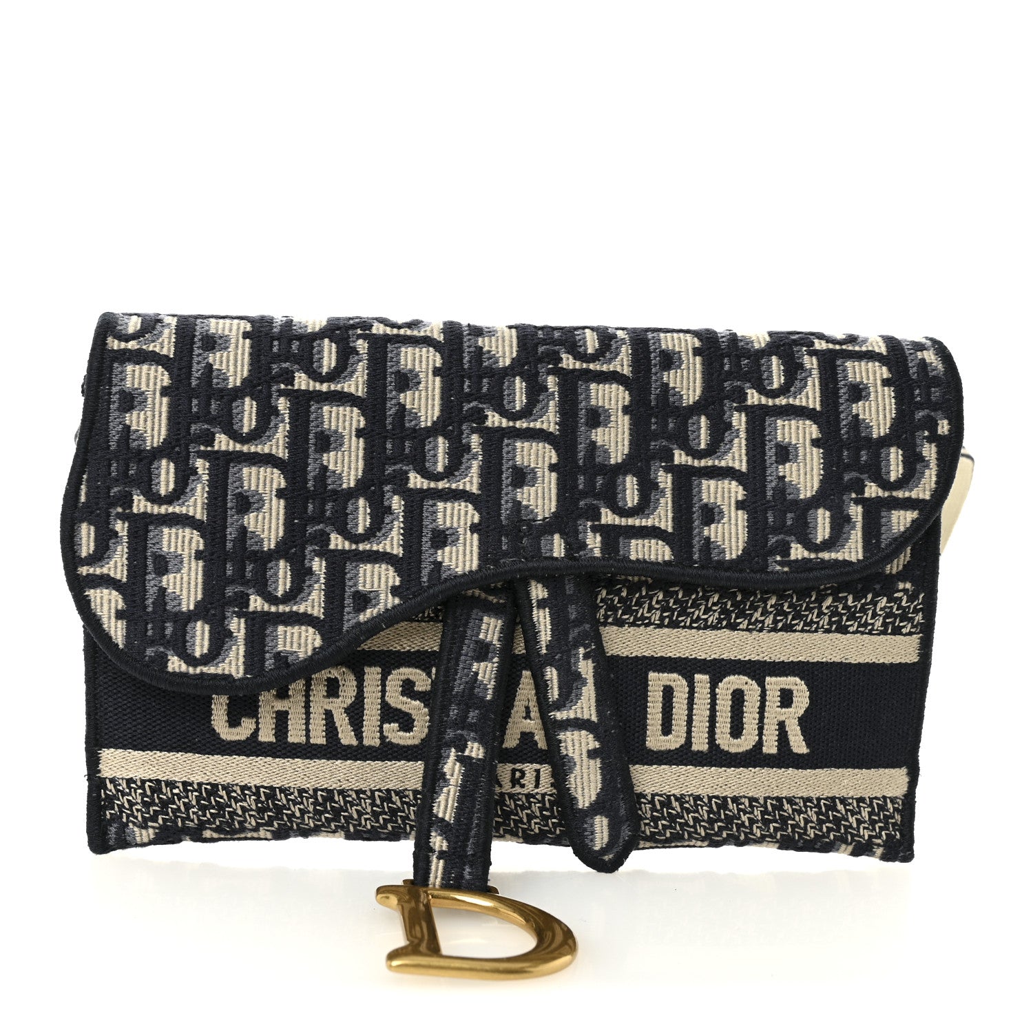 Christian Dior Oblique Slim Saddle Pouch Blue 1 of 11