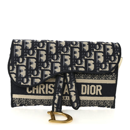 Christian Dior Oblique Slim Saddle Pouch Blue 1 of 11