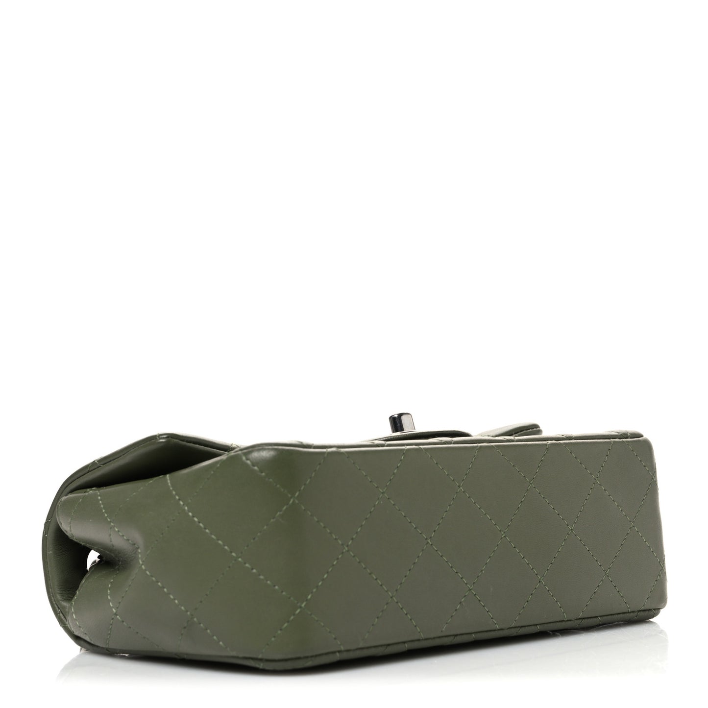 Lambskin Quilted Mini Rectangular Flap Green
