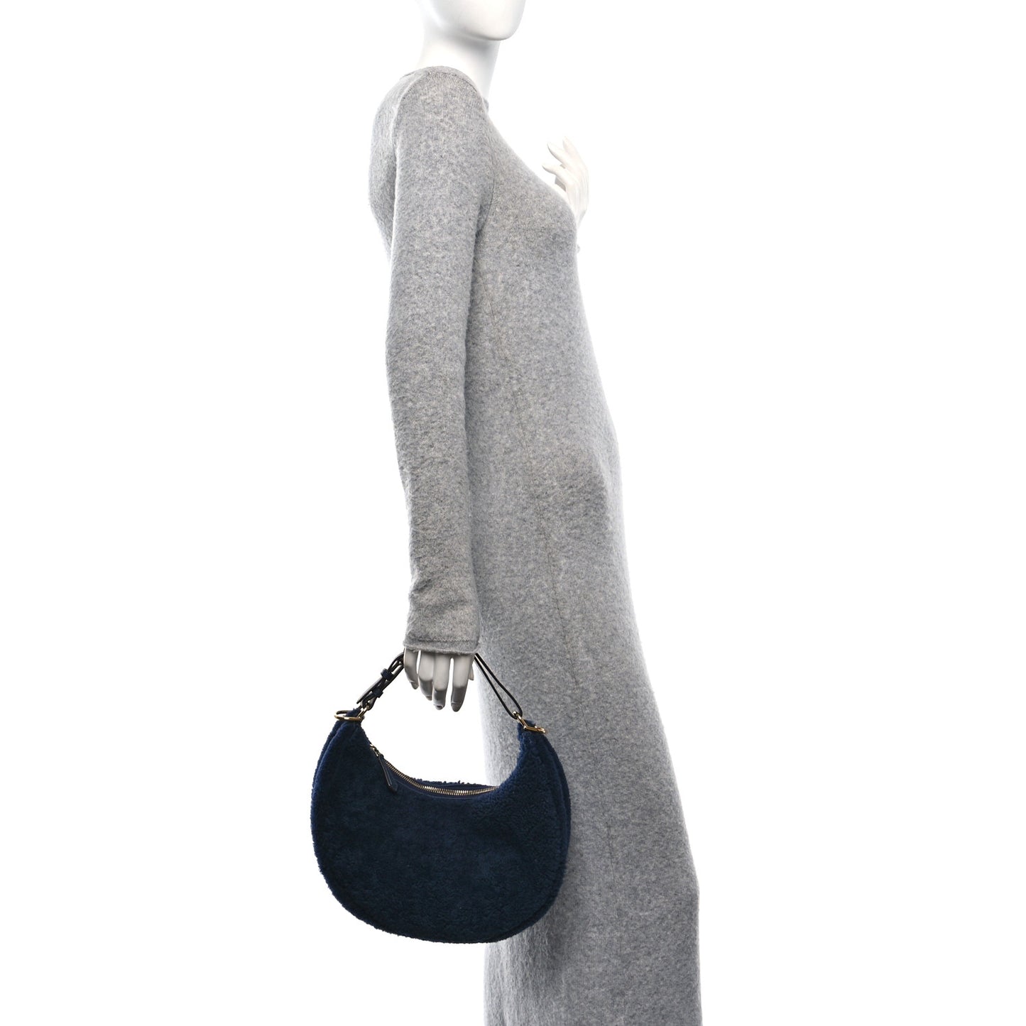 Sheep Fur Vitello Grace Small Fendigraphy Hobo Midnight