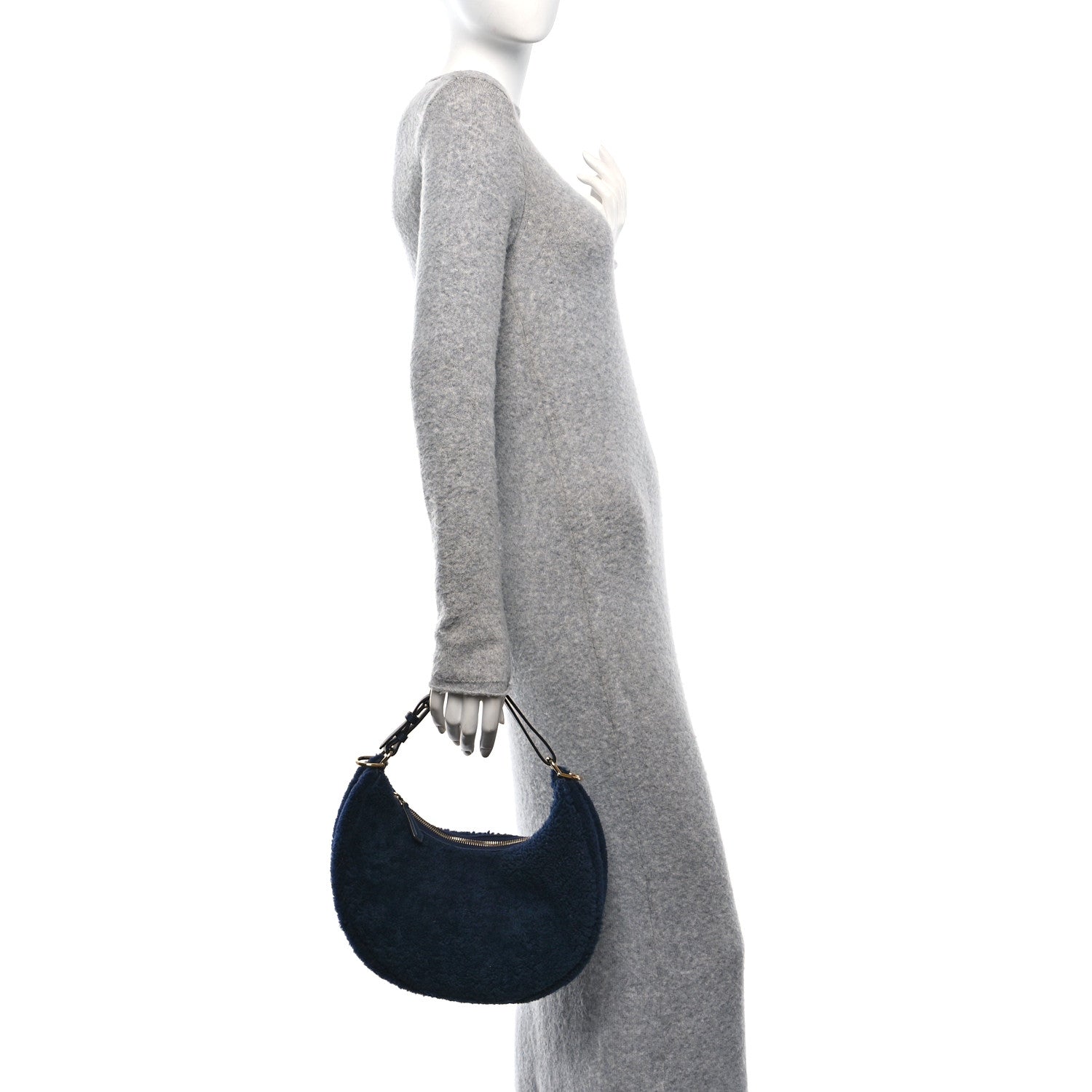Fendi Sheep Fur Vitello Grace Small Fendigraphy Hobo Midnight 3 of 10