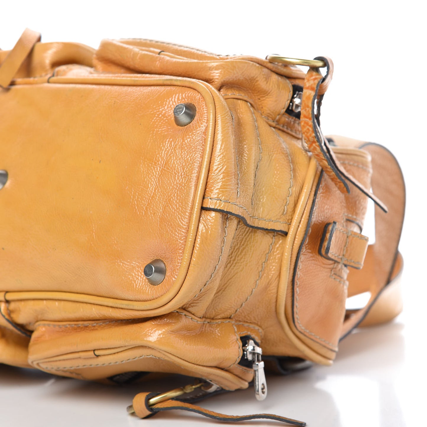 Crinkled Patent Betty Shoulder Bag Creme