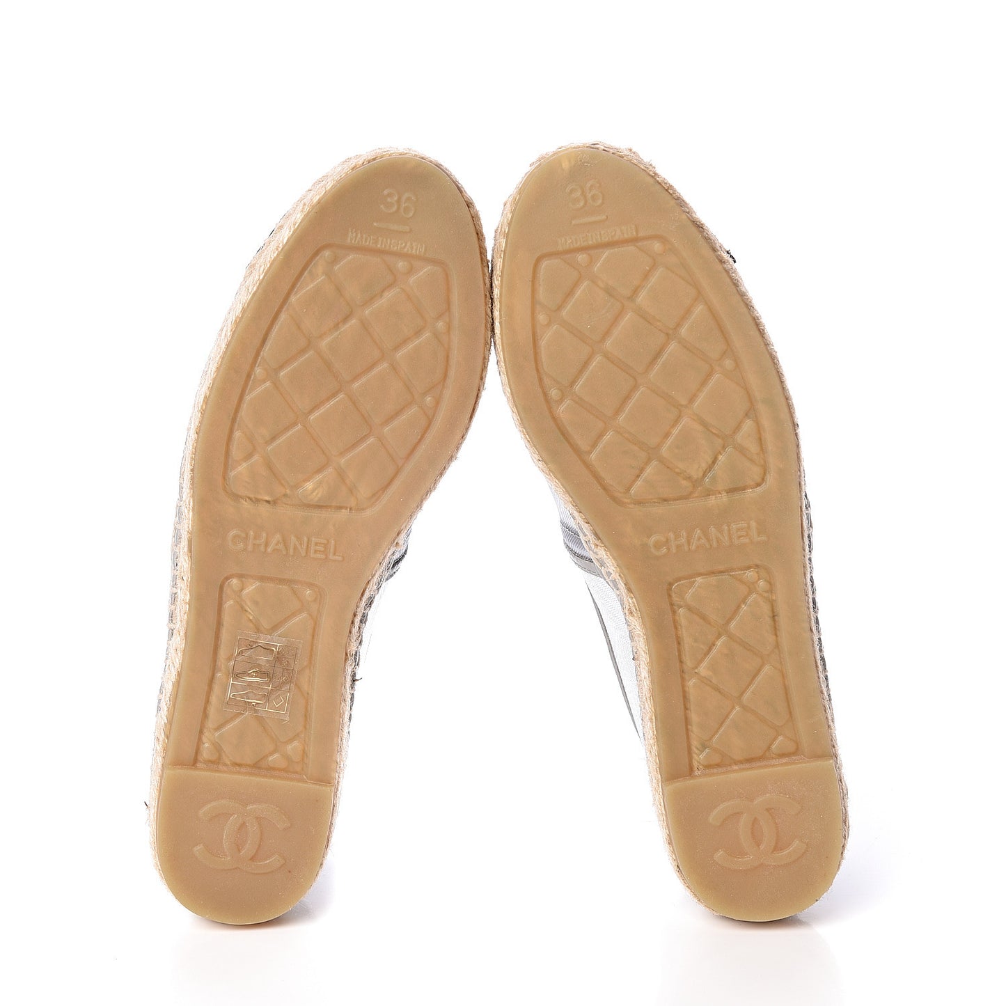 Mesh Grosgrain CC Espadrilles 36 Grey