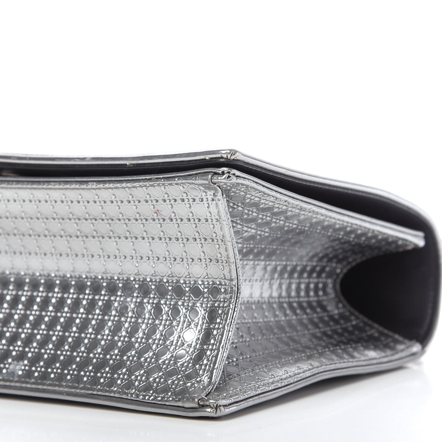 Metallic Patent Micro-Cannage Medium Diorama Flap Bag Silver