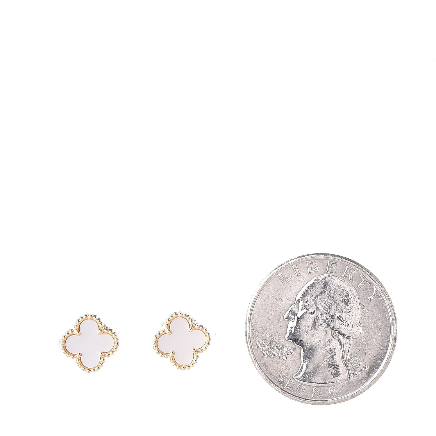 Van Cleef & Arpels 18K Yellow Gold Mother of Pearl Sweet Alhambra Earrings 2 of 5