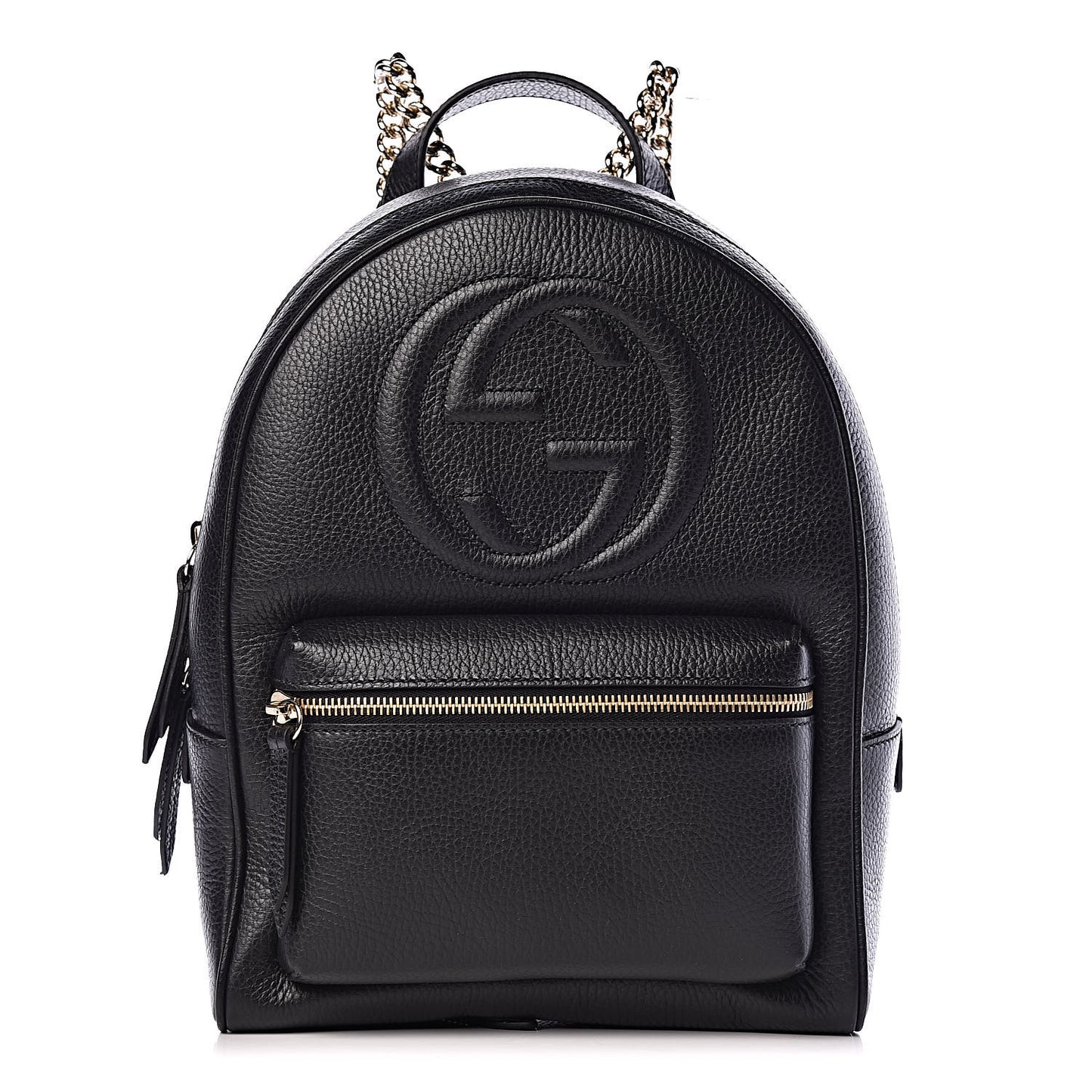 Pebbled Calfskin Soho Chain Backpack Black