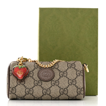 Gucci GG Supreme Monogram Strawberry Retro Interlocking G Barrel Coin Purse Beige Ebony 12 of 12