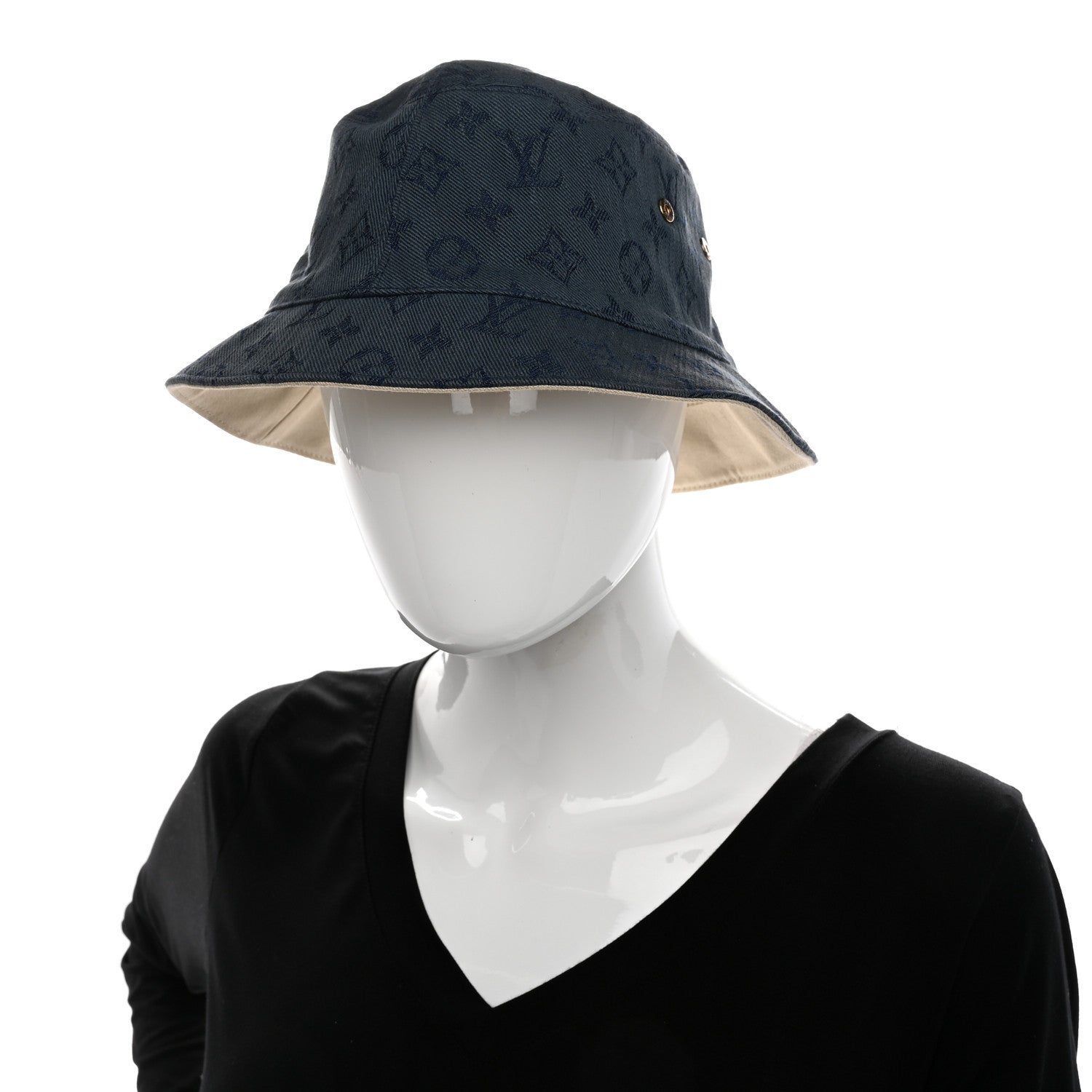 Louis Vuitton Monogram Denim Reversible Bucket Hat M Blue 2 of 8