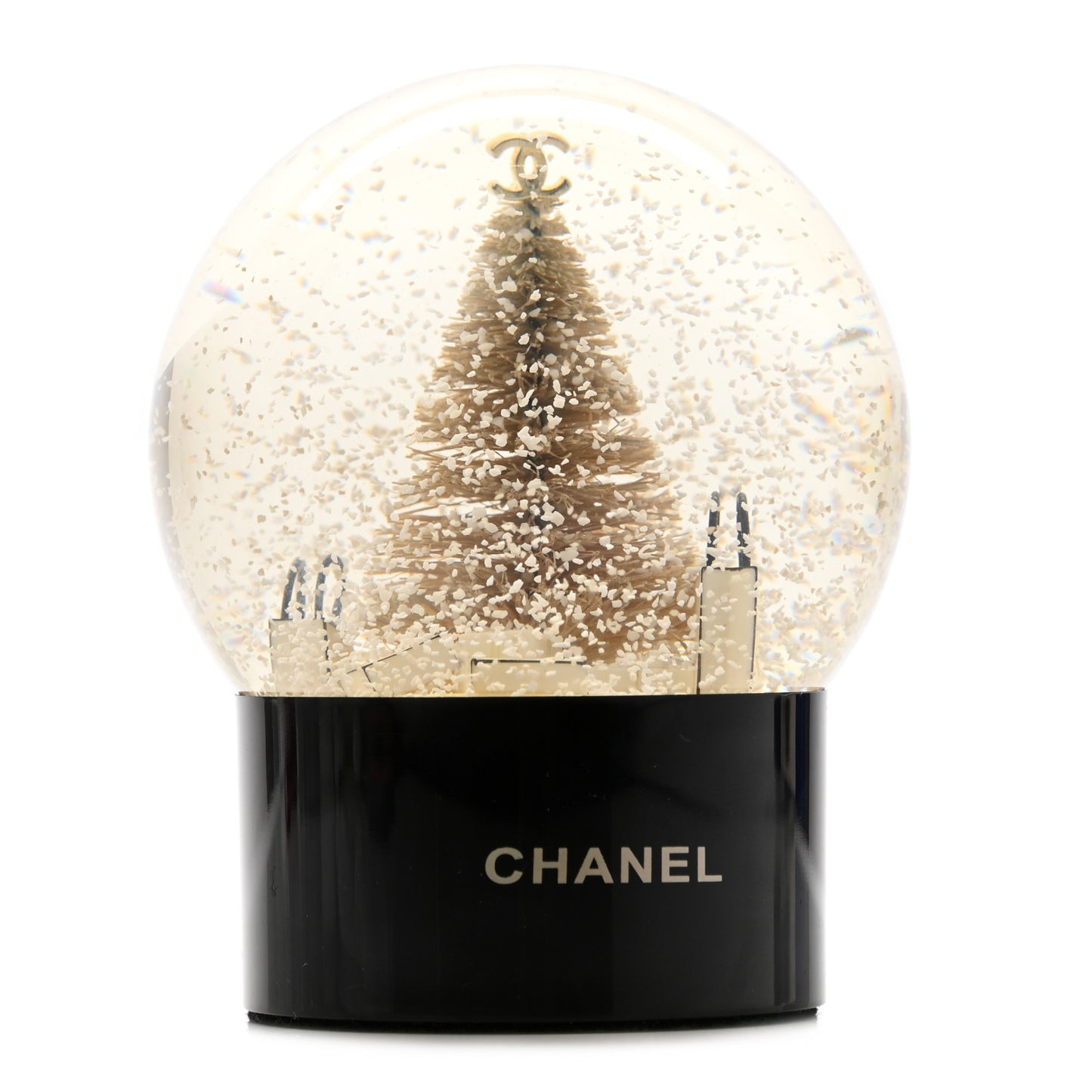 Glass Christmas Tree Shopping Bag Snow Globe