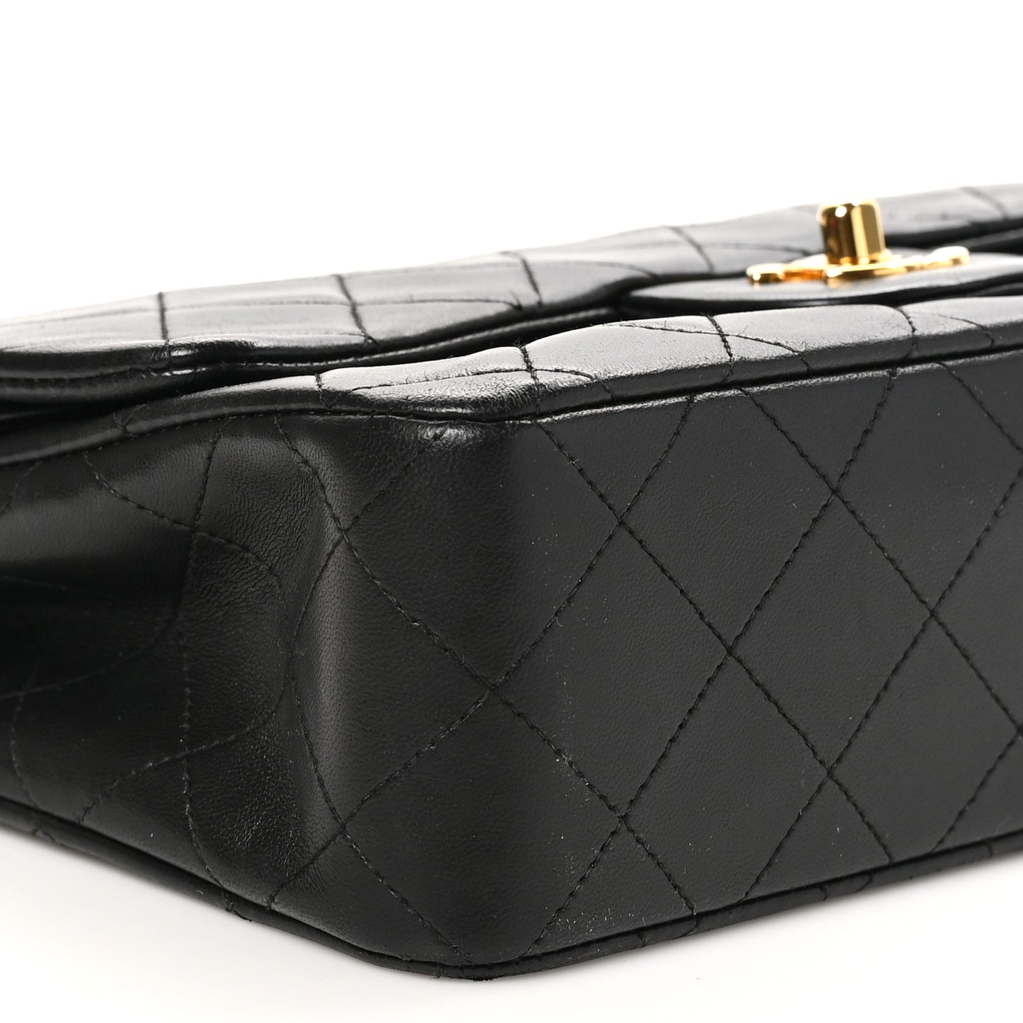 Lambskin Quilted Small Double Flap Black