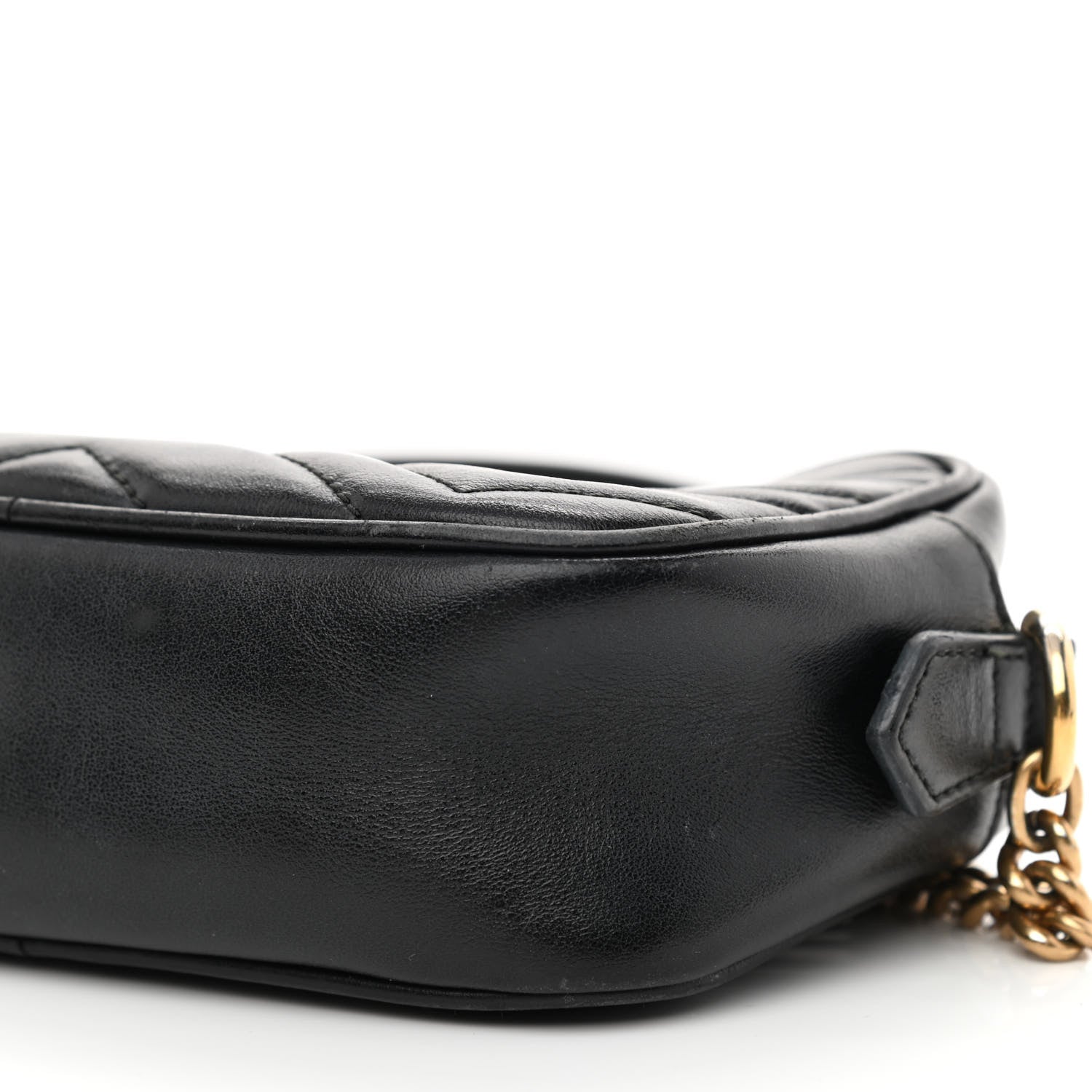 Gucci Calfskin Matelasse Mini GG Marmont Chain Shoulder Bag Black 10 of 17