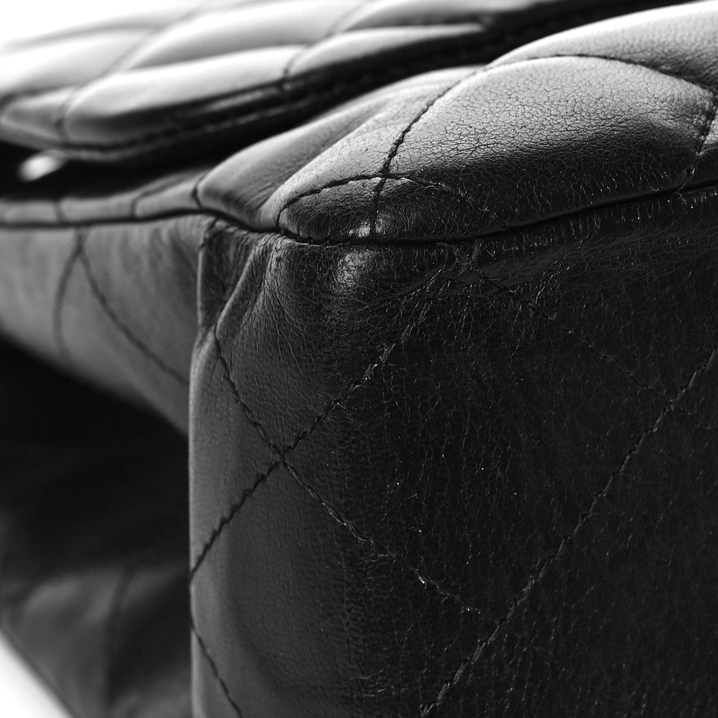 Lambskin Quilted Jumbo Single Flap Black