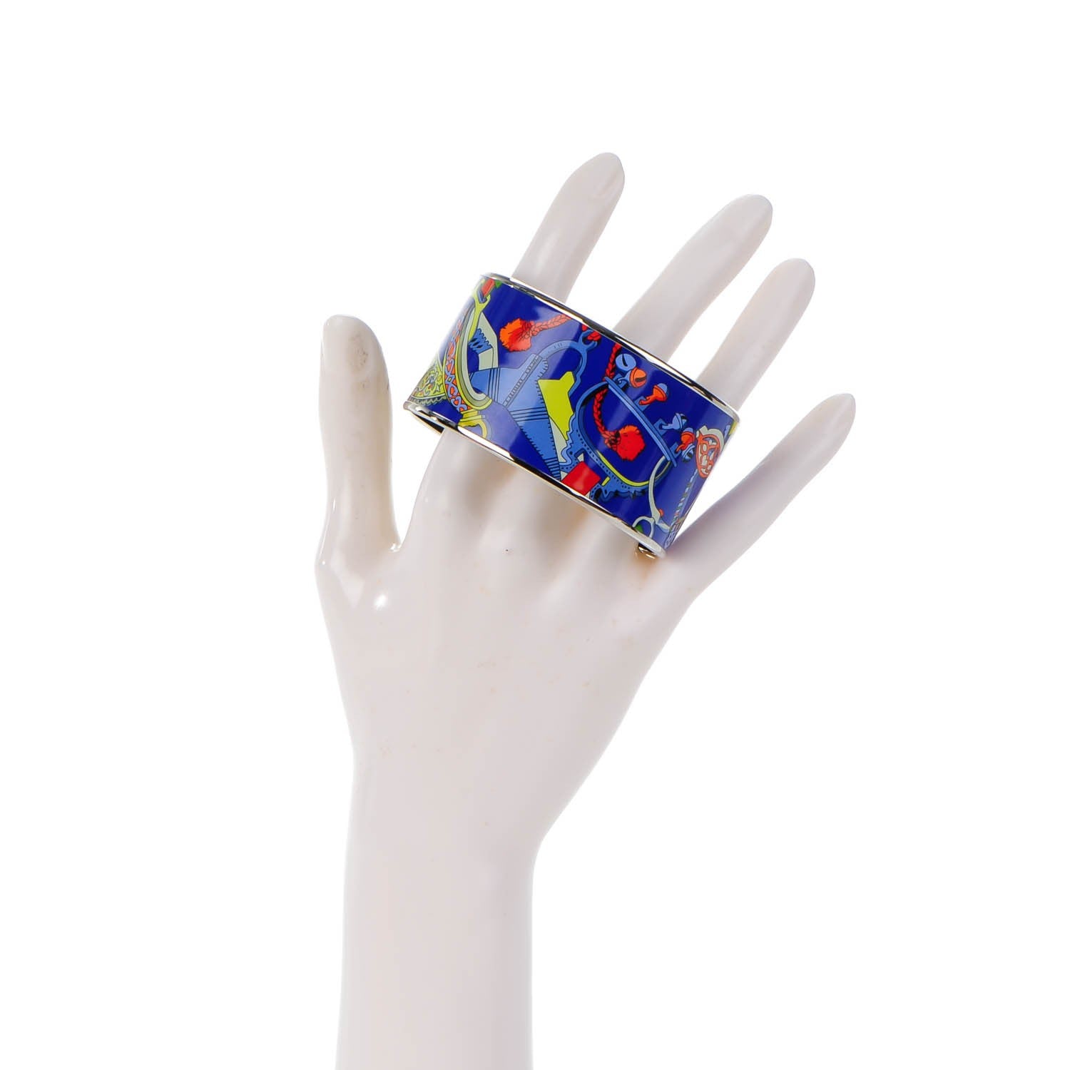 Hermes Enamel Printed Extra Wide Concours d'Etrier Bracelet 65 2 of 7