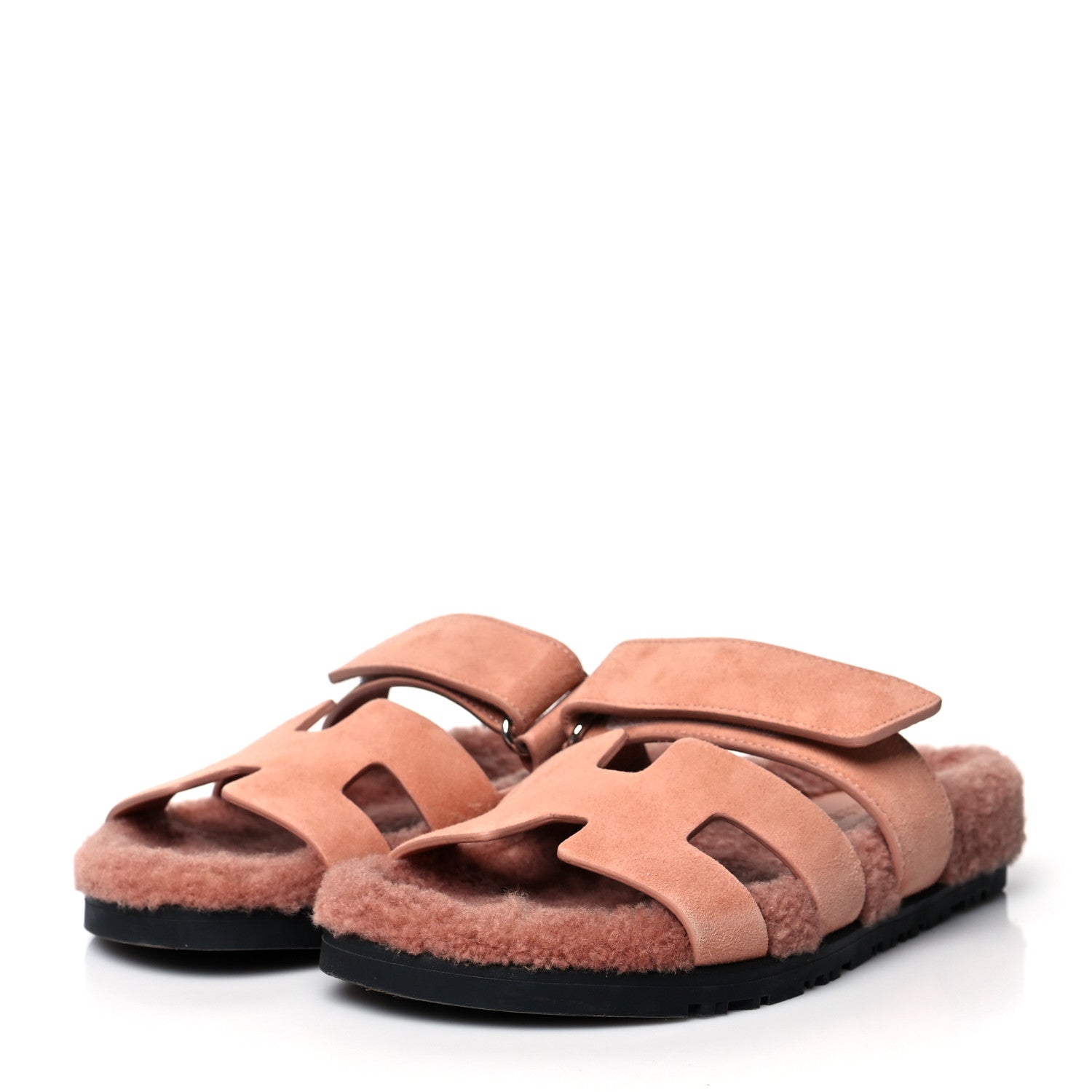 Hermes Suede Goatskin Woolskin Womens Chypre Sandals 36 Rose Aube 3 of 9
