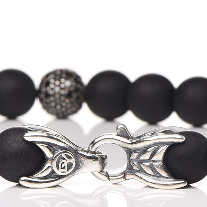 David Yurman Sterling Silver Black Diamond Onyx 8mm Spiritual Beads Bracelet 4 of 4