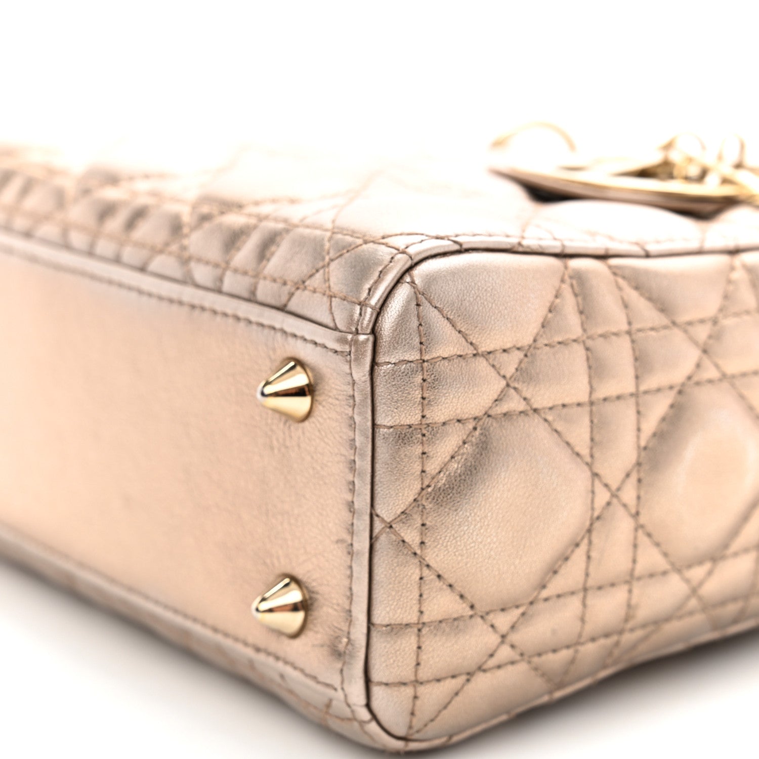 Christian Dior Metallic Lambskin Cannage Small My ABCDior Lady Dior Gold 9 of 11