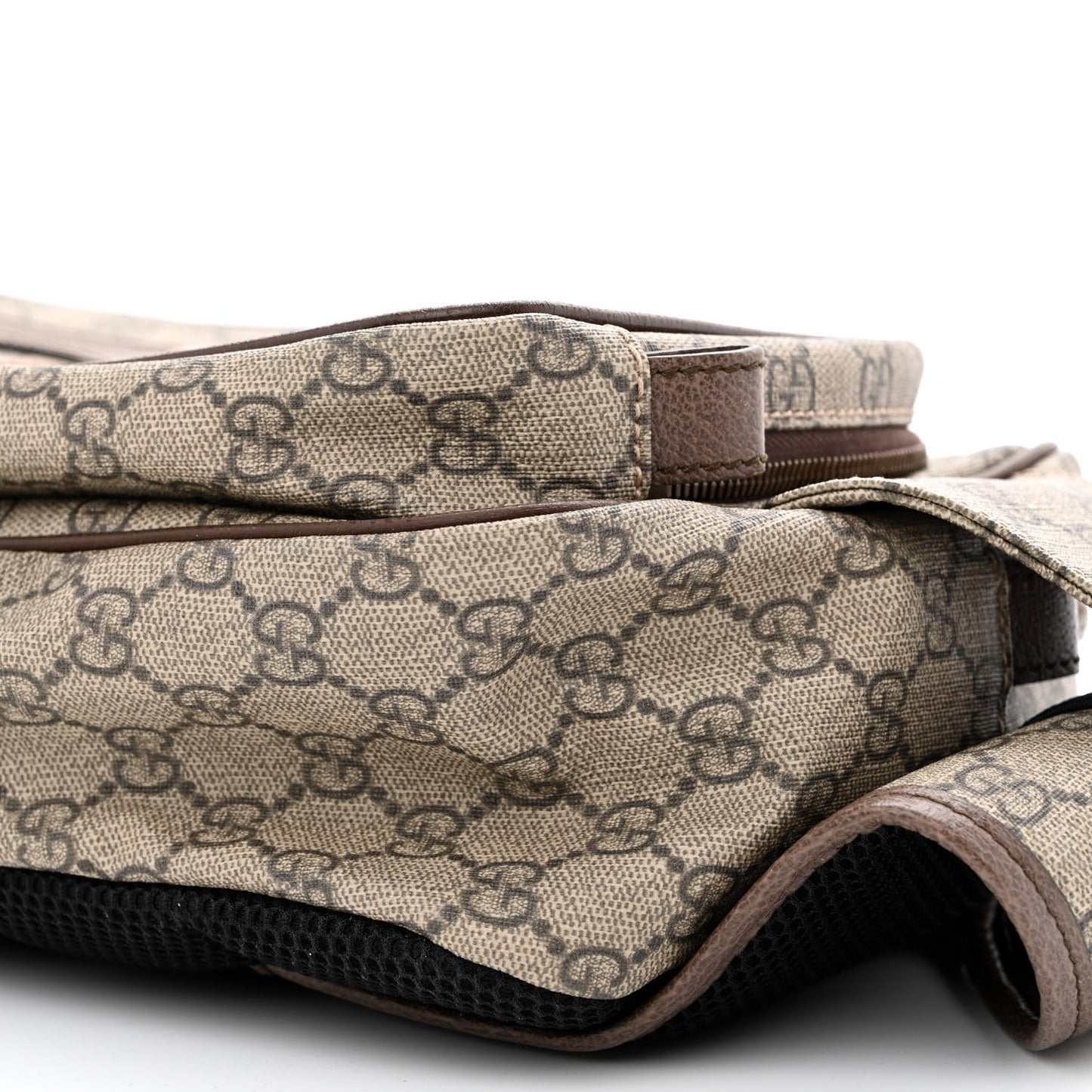Soft GG Supreme Monogram Textured Dollar Calfskin Web Ophidia Pouch Pocket Belt Bag 95 38 Beige Ebony New Acero Black