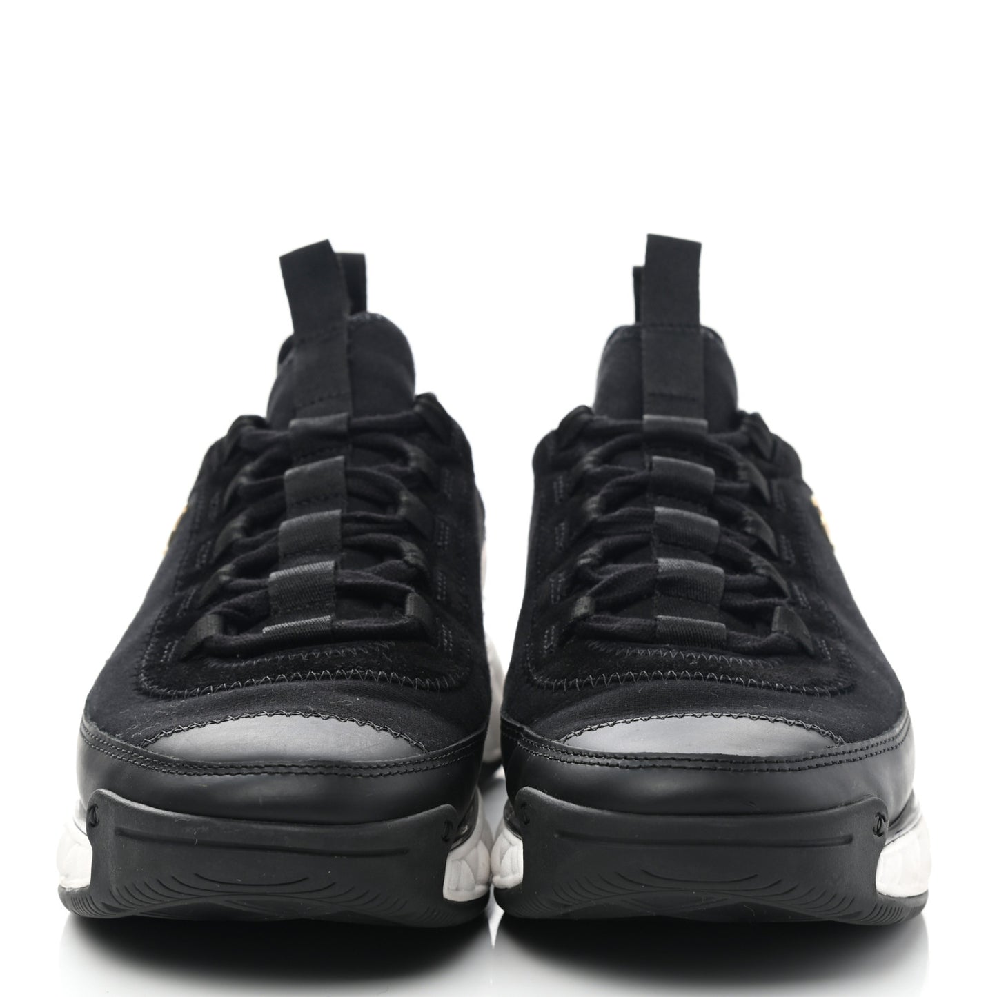 Velvet Calfskin Mixed Fibers CC Sneakers 38 Black