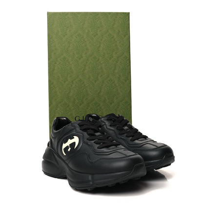 Gucci Dali Soft Calfskin Cut Out Interlocking G Womens Rhyton Sneakers 36.5 Black Ivoire 9 of 9