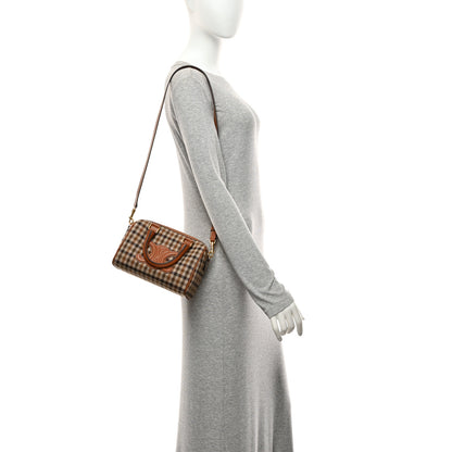 Celine Tweed Calfskin Triomphe Small Boston Bag Tan 2 of 10