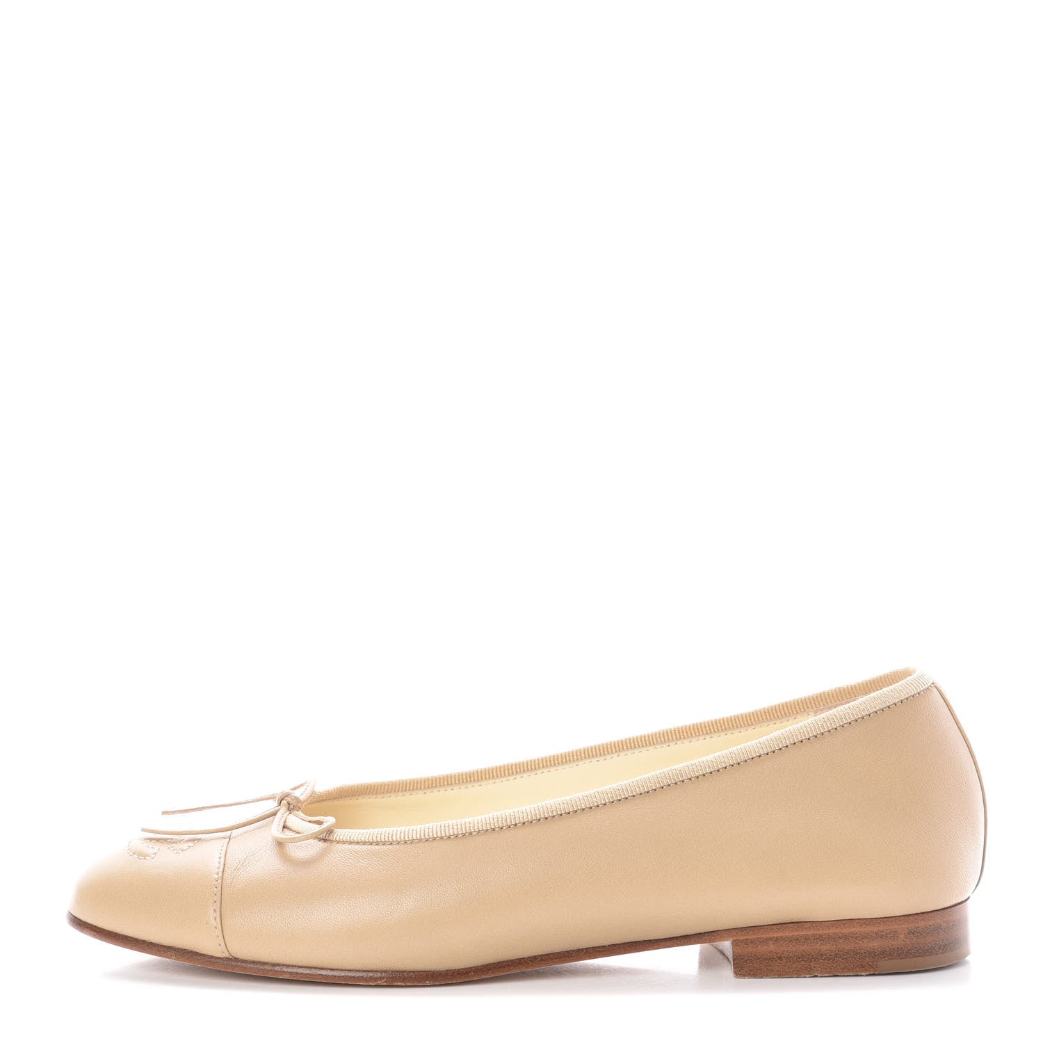 Chanel Lambskin Cap Toe CC Ballerina Flats 36 Beige 1 of 15