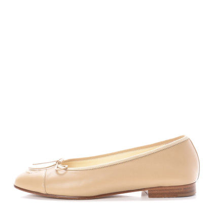 Chanel Lambskin Cap Toe CC Ballerina Flats 36 Beige 1 of 15